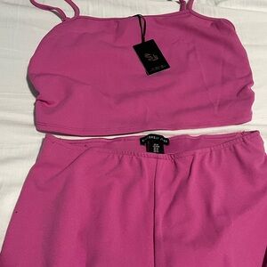 Sincerely Jules Pink Spaghetti Strap Crop Top and Pant Set
